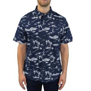 Jachs New York Men's M Short-Sleeve Cotton Stretch Shirt Navy